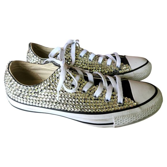 Custom Converse All Star Low-Top Sneakers w/Rhinestone Embellishments  Women's 7 - Picture 5 of 10